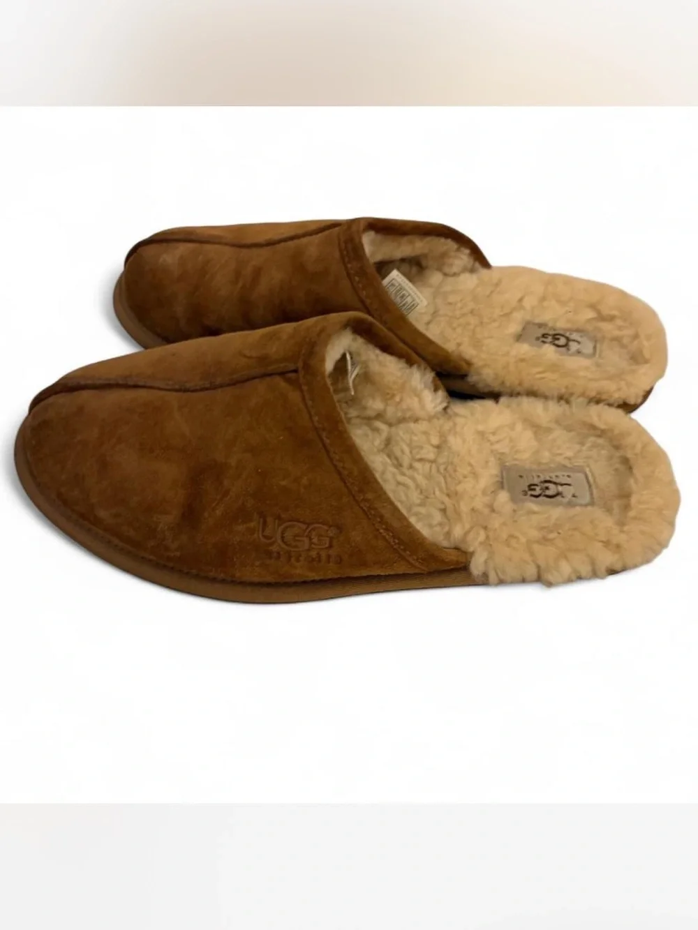 UGG Men’s Chestnut Suede Shearling-Lined Slip-On Slippers